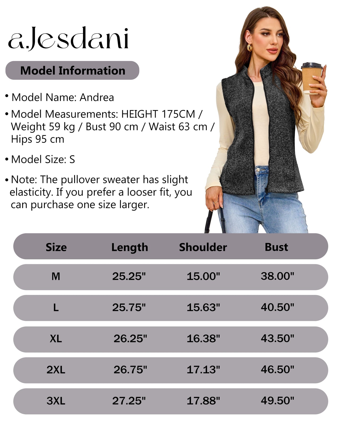 a.Jesdani Womens Fleece Vests lightweight Soft Fleece Vest Zip Jackets with Pockets M-3XL