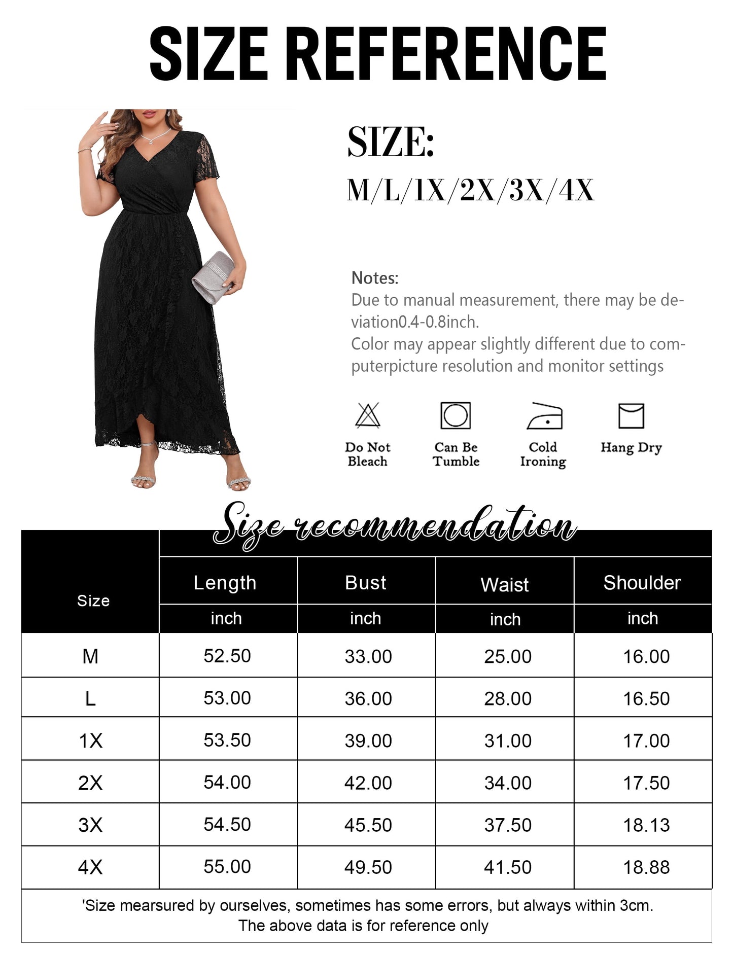 a.Jesdani Women's Plus Size Formal Dresses Lace V Neck Ruffles Sleeves Wedding Guest Dresses L-4X