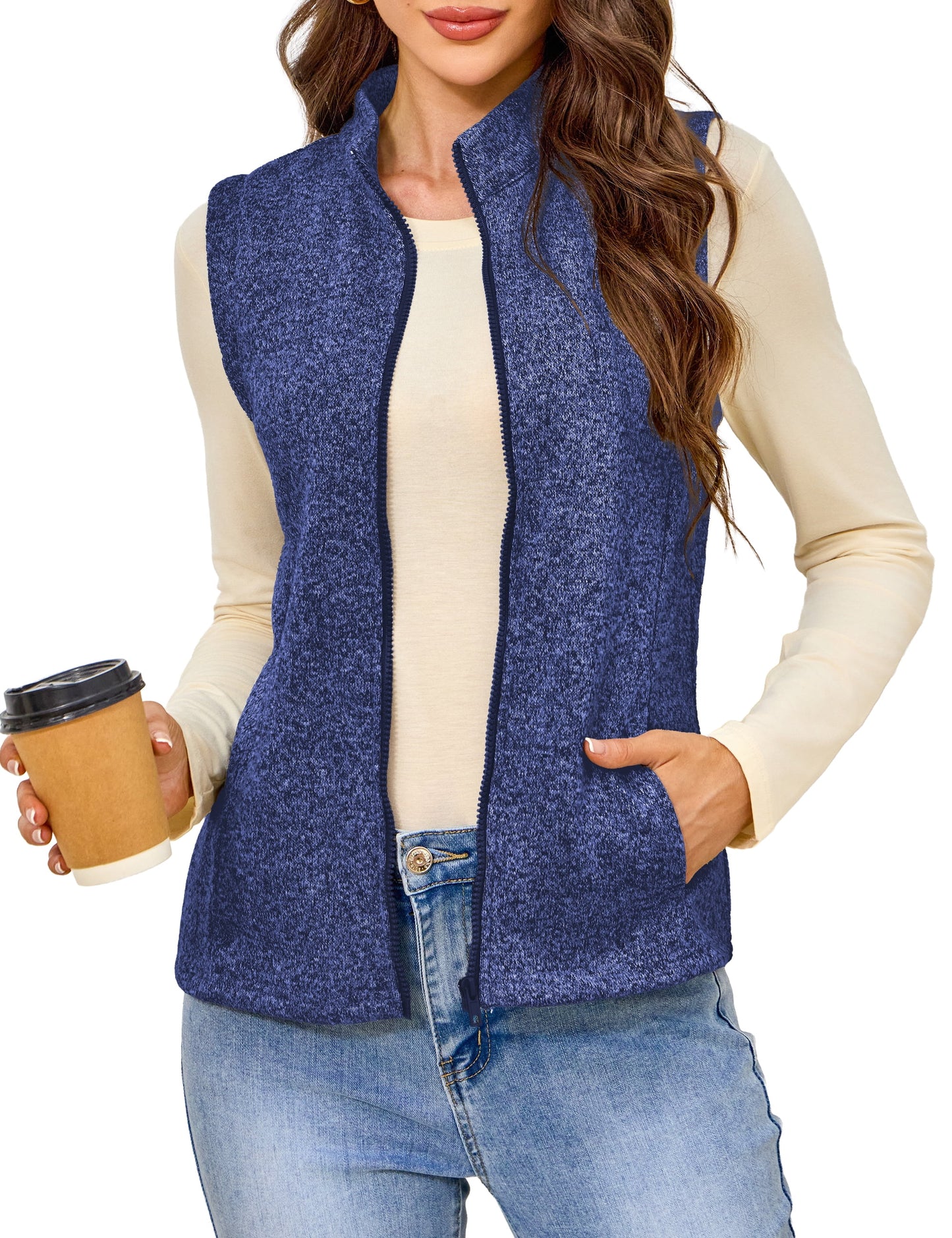 a.Jesdani Womens Fleece Vests lightweight Soft Fleece Vest Zip Jackets with Pockets M-3XL