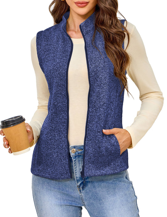 a.Jesdani Womens Fleece Vests lightweight Soft Fleece Vest Zip Jackets with Pockets M-3XL