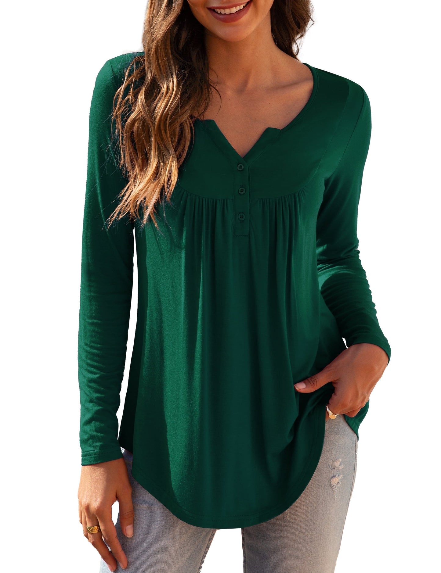 a.Jesdani Women's Plus Size Tunic Tops Long Sleeve V Neck Casual Blouses m-4x