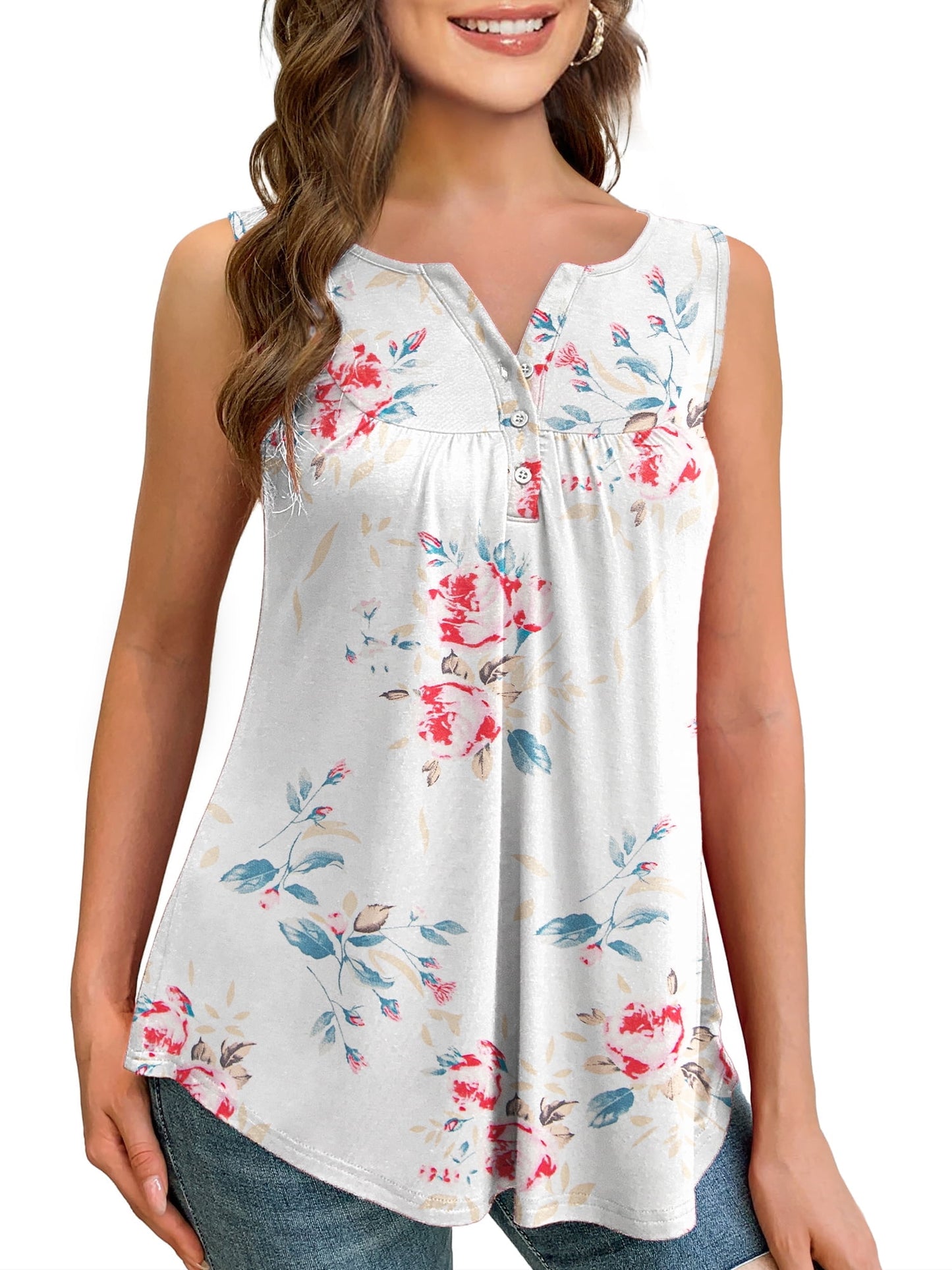 a.Jesdani Womens Plus Size Tank Tops Sleeveless Casual Paisley Tunic Blouses M-4X