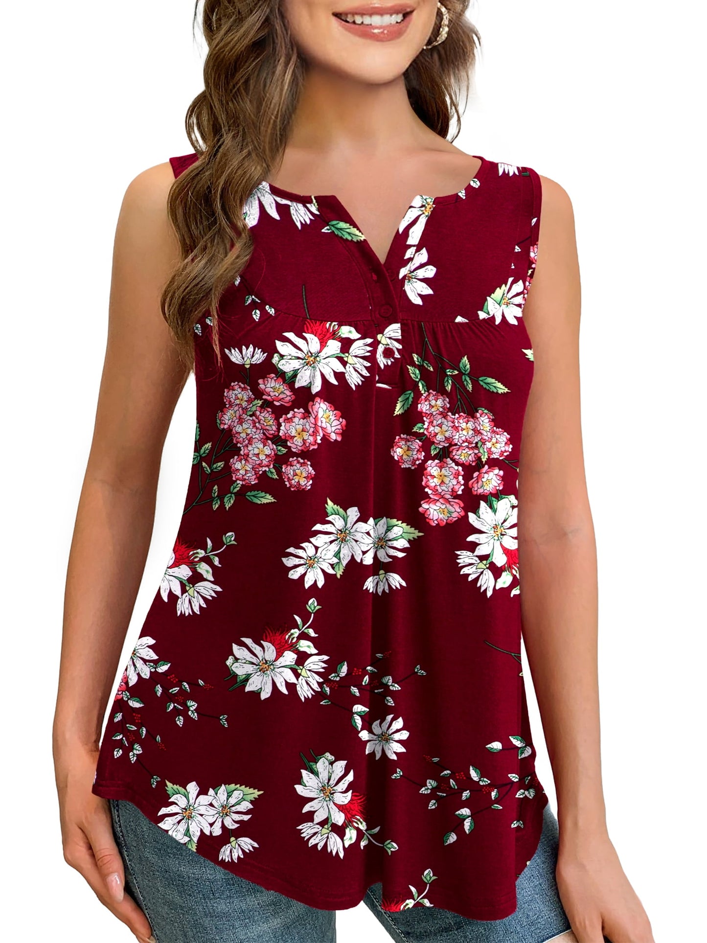 a.Jesdani Womens Plus Size Tank Tops Sleeveless Casual Paisley Tunic Blouses M-4X
