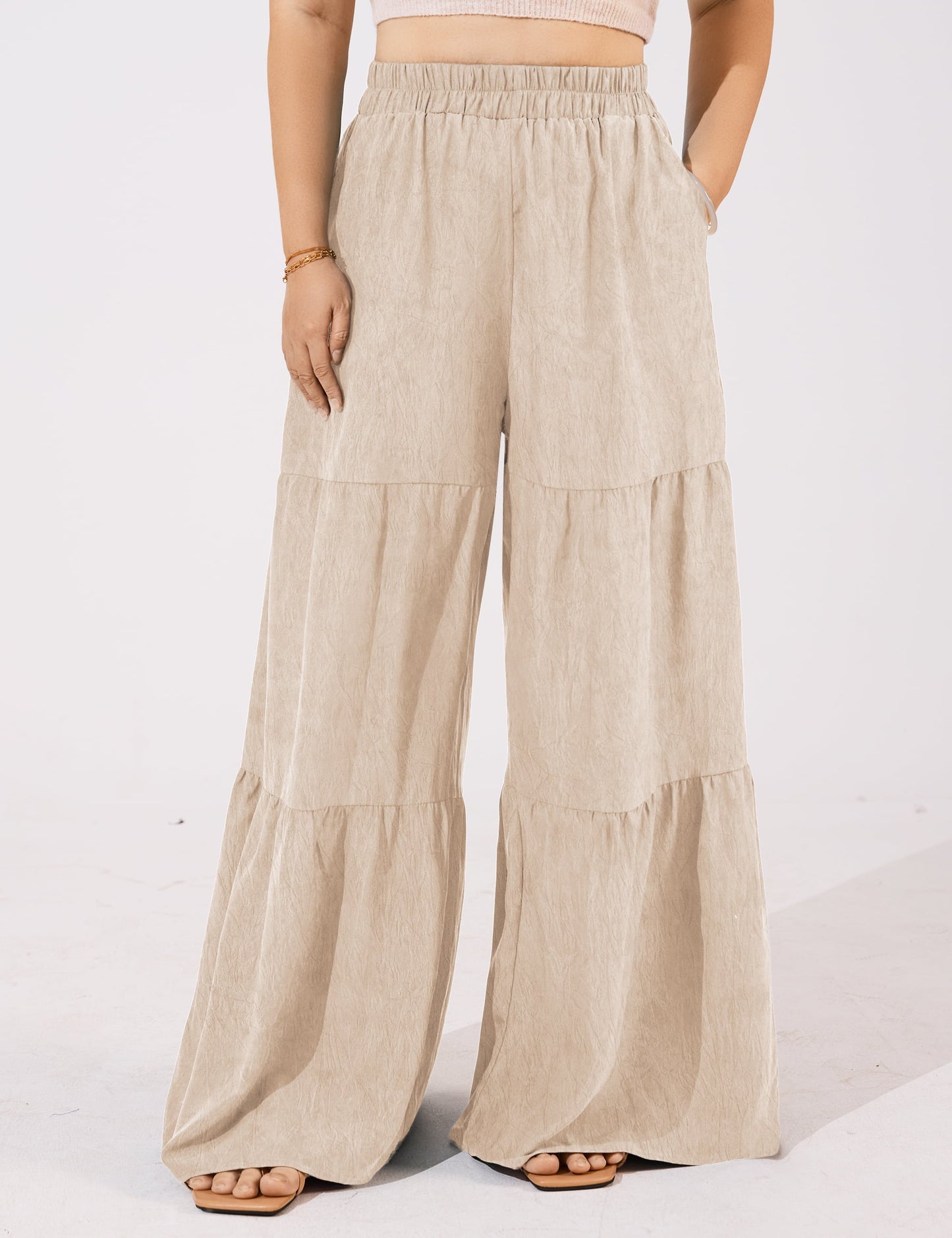 a.Jesdani Women Plus Size Wide Leg Pants Elastic waist Casual Trousers Flowy Pants m-4x