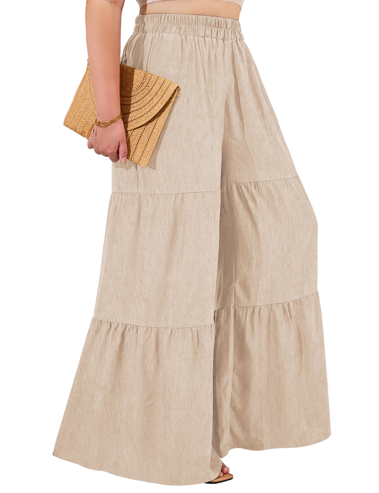 a.Jesdani Women Plus Size Wide Leg Pants Elastic waist Casual Trousers Flowy Pants m-4x
