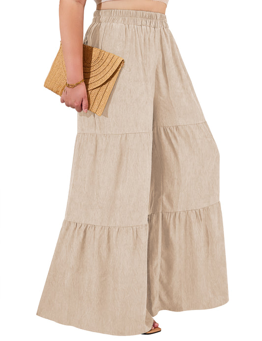 a.Jesdani Women Plus Size Wide Leg Pants Elastic waist Casual Trousers Flowy Pants m-4x