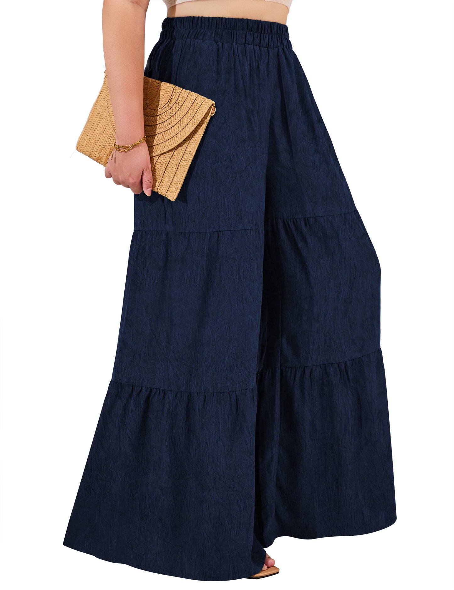 a.Jesdani Women Plus Size Wide Leg Pants Elastic waist Casual Trousers Flowy Pants m-4x