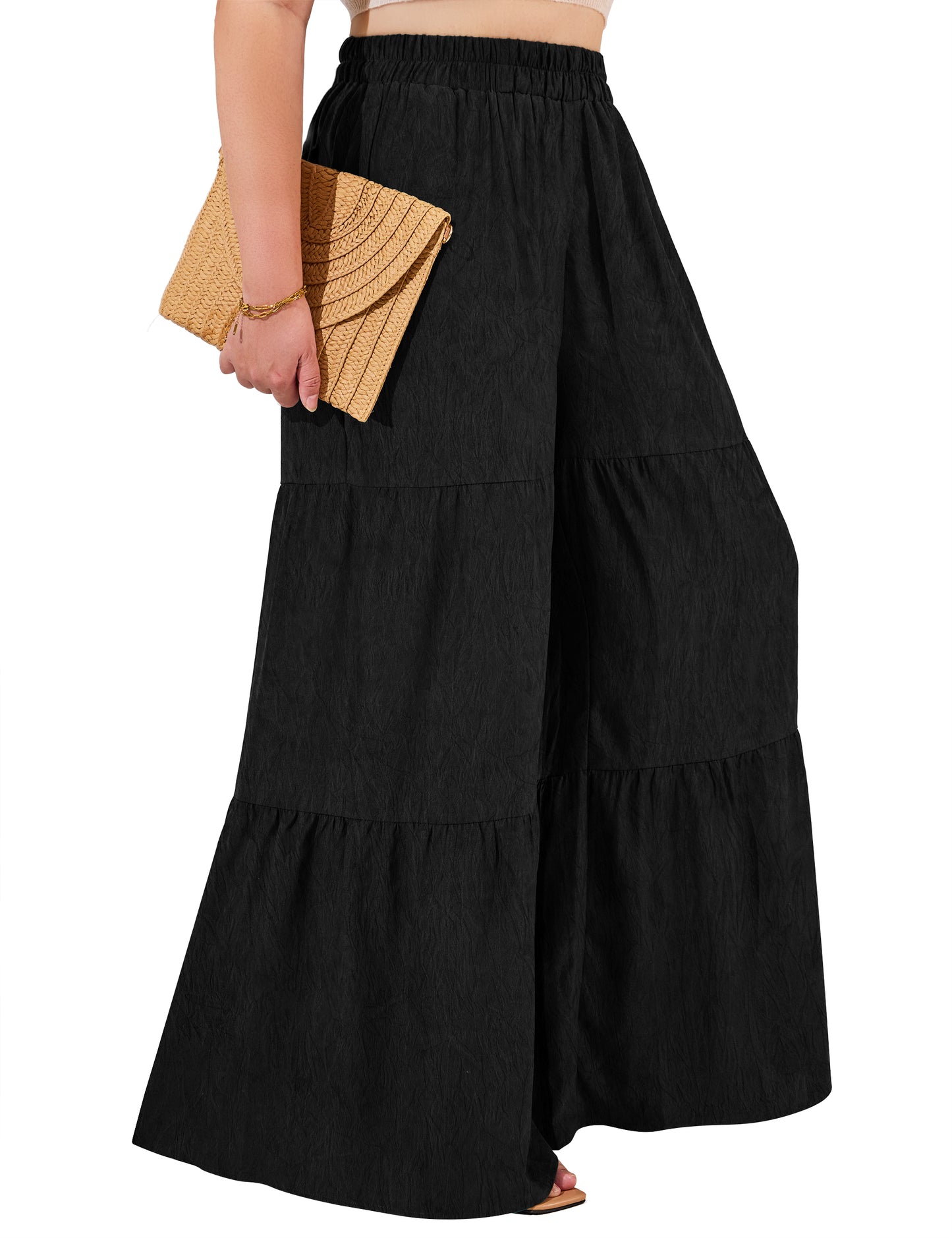 a.Jesdani Women Plus Size Wide Leg Pants Elastic waist Casual Trousers Flowy Pants m-4x