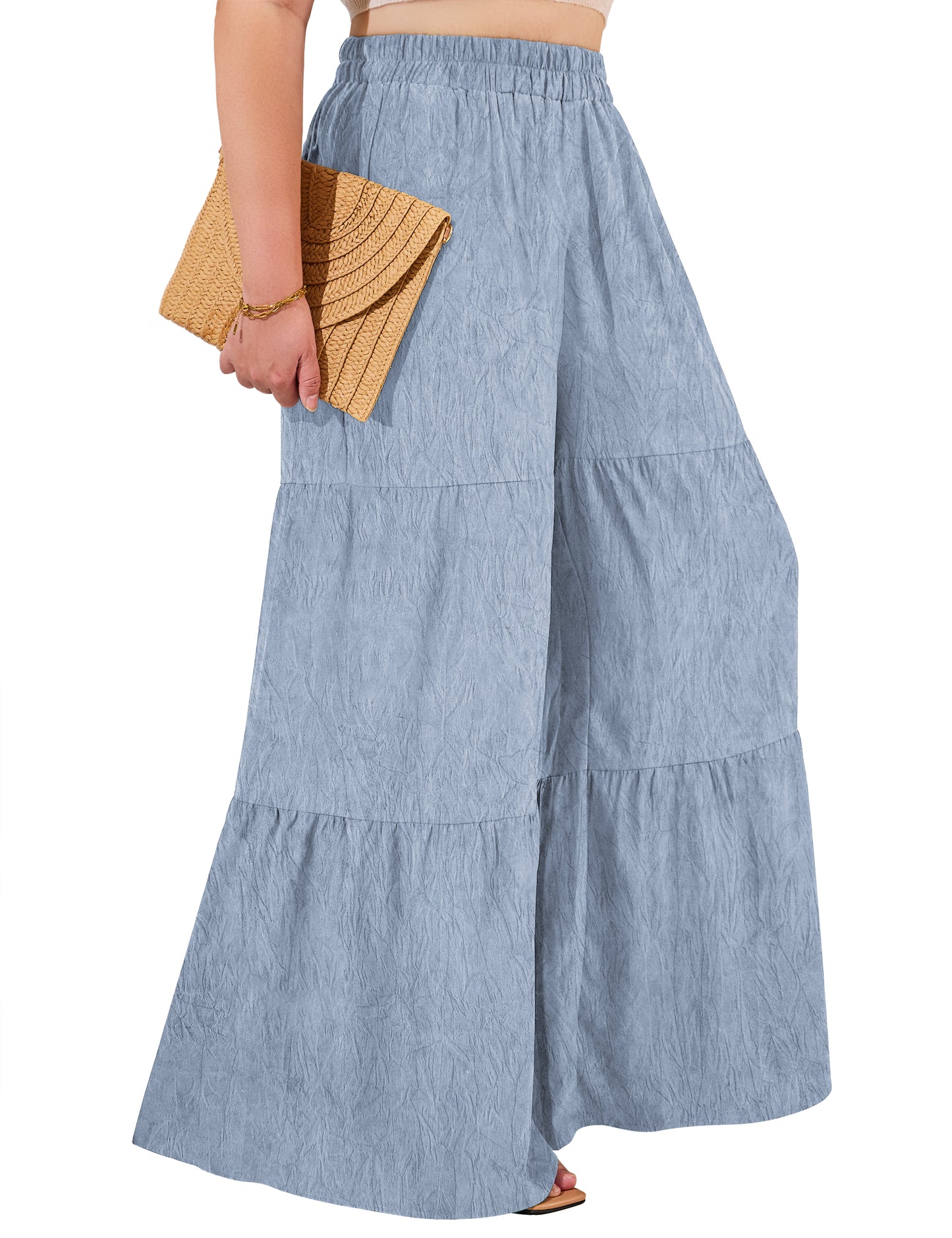 a.Jesdani Women Plus Size Wide Leg Pants Elastic waist Casual Trousers Flowy Pants m-4x